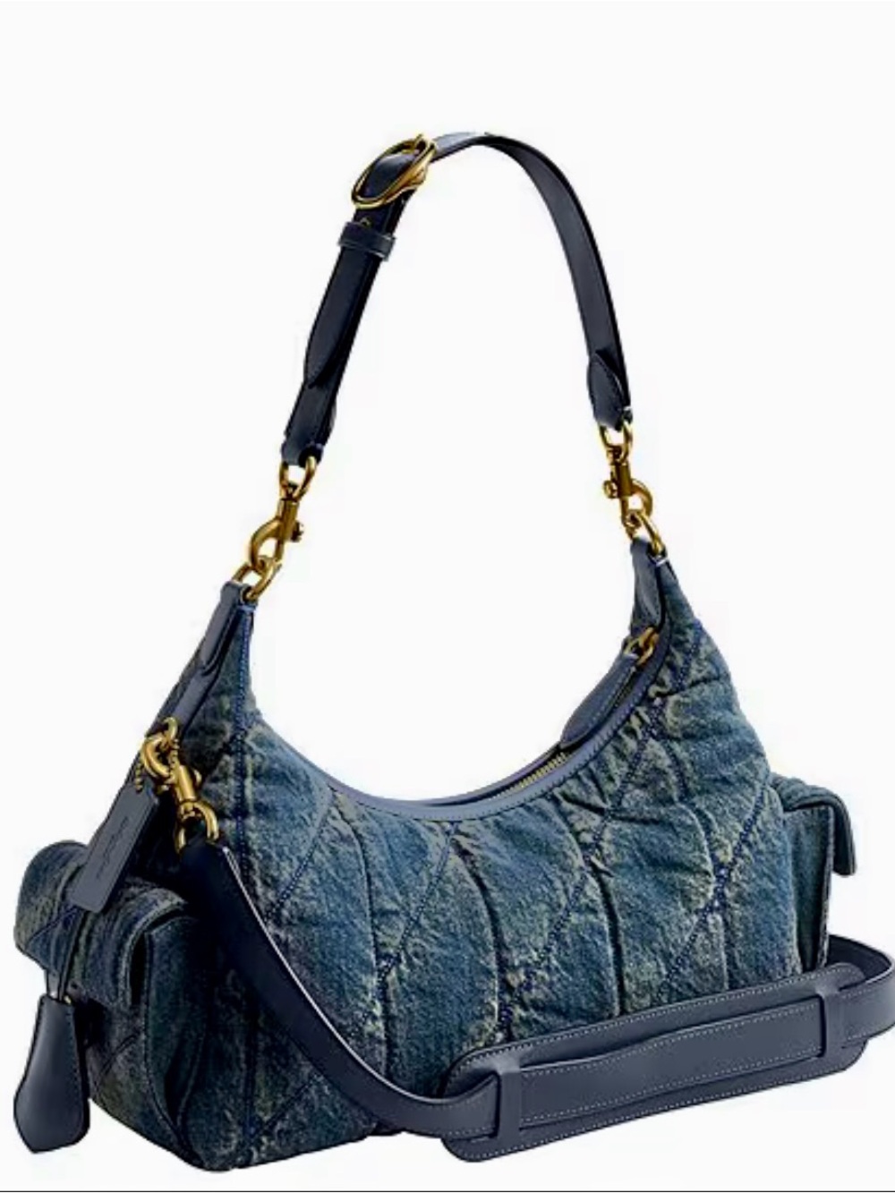 New Coach Denim Blue Jean Juliet 30 Quilted Convertible Bag Purse